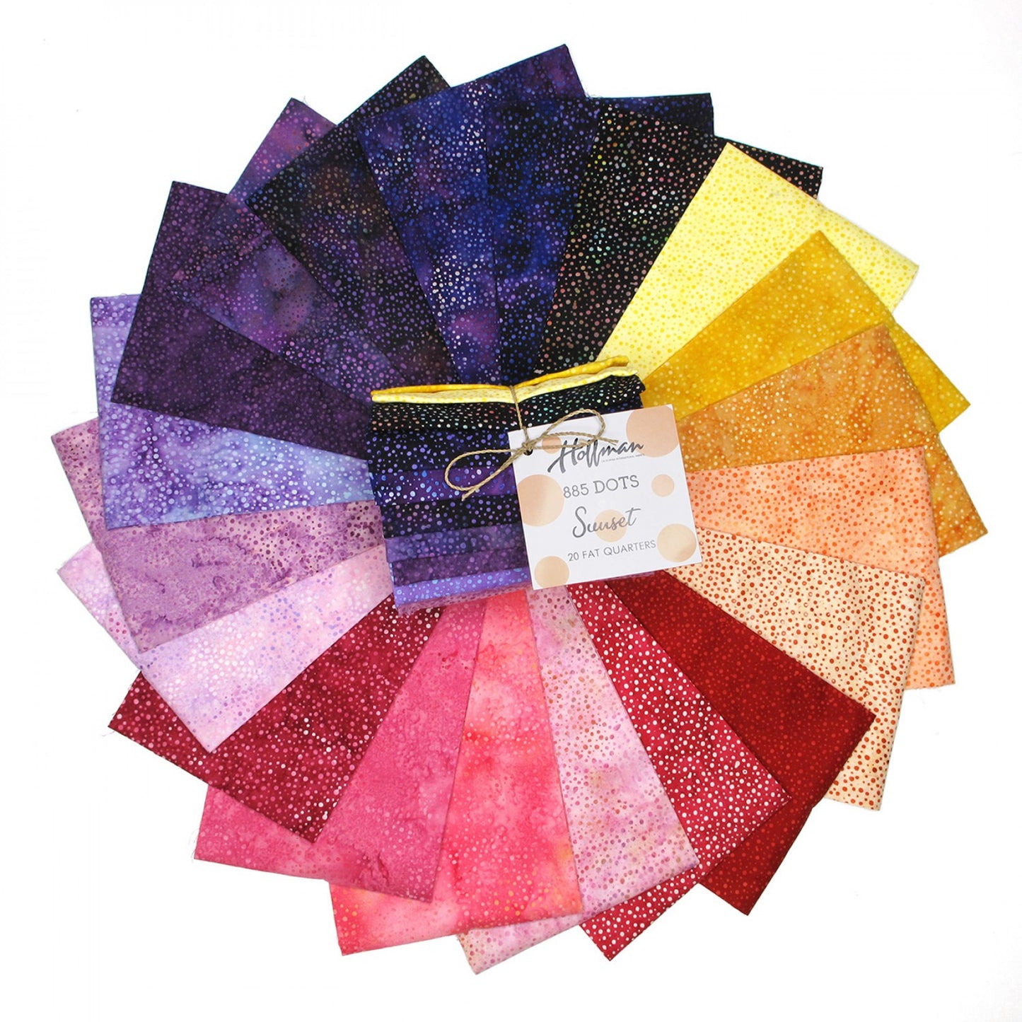 Fat Quarter Bundle - From Hoffman Fabrics 885 Bali Dot Batiks Collection - Sunset
