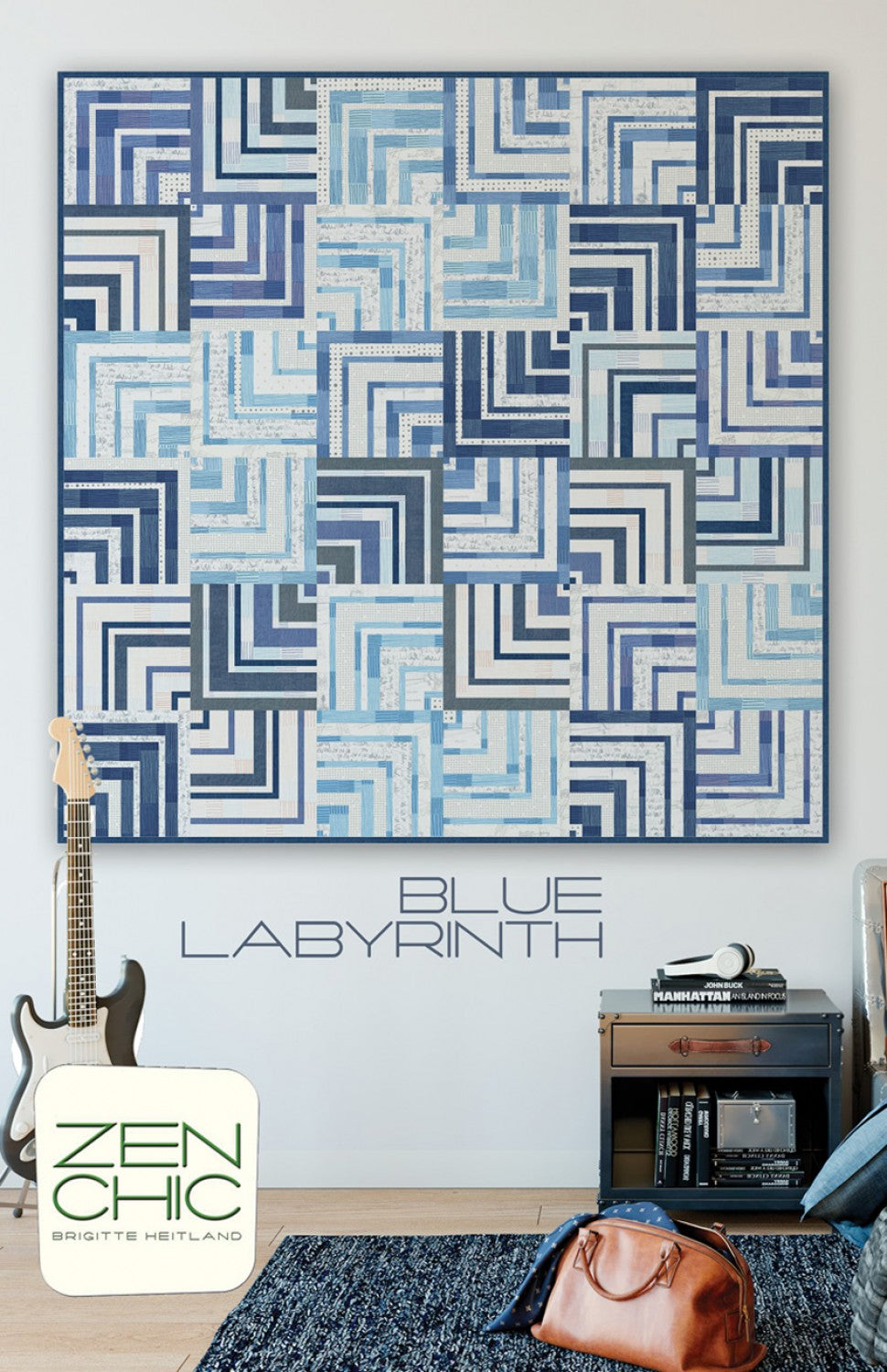 Blue Labyrinth by Brigitte Heitland for Zen Chic # BLQP