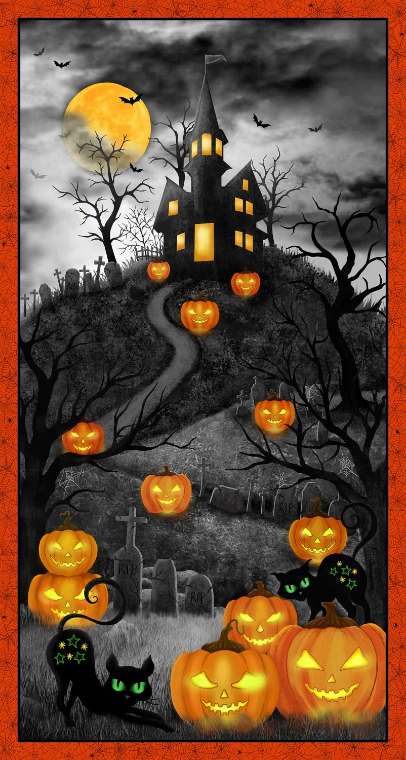Halloween Panel - Haunted House by Michael Miller