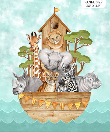 Baby Safari Panel by Northcott - Turquoise Multi