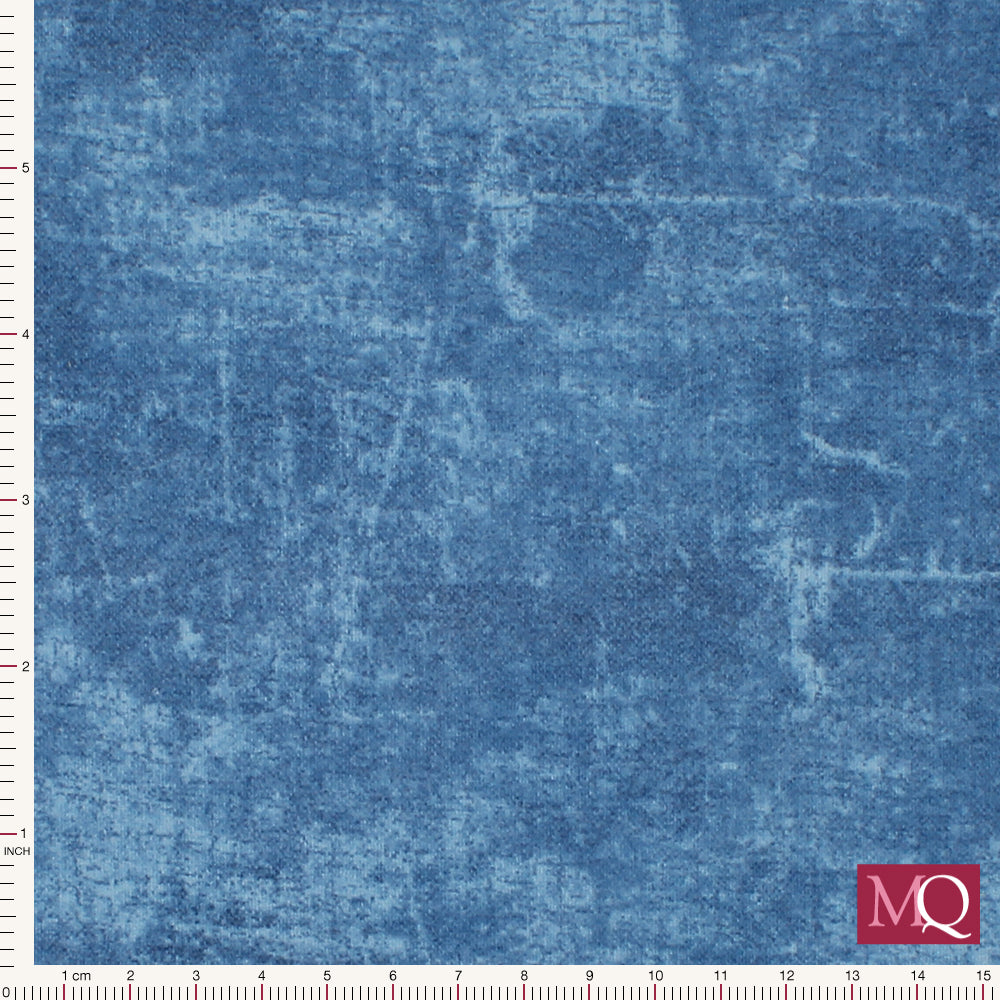 Brushed cotton quilting fabric with tonal abstract blue print