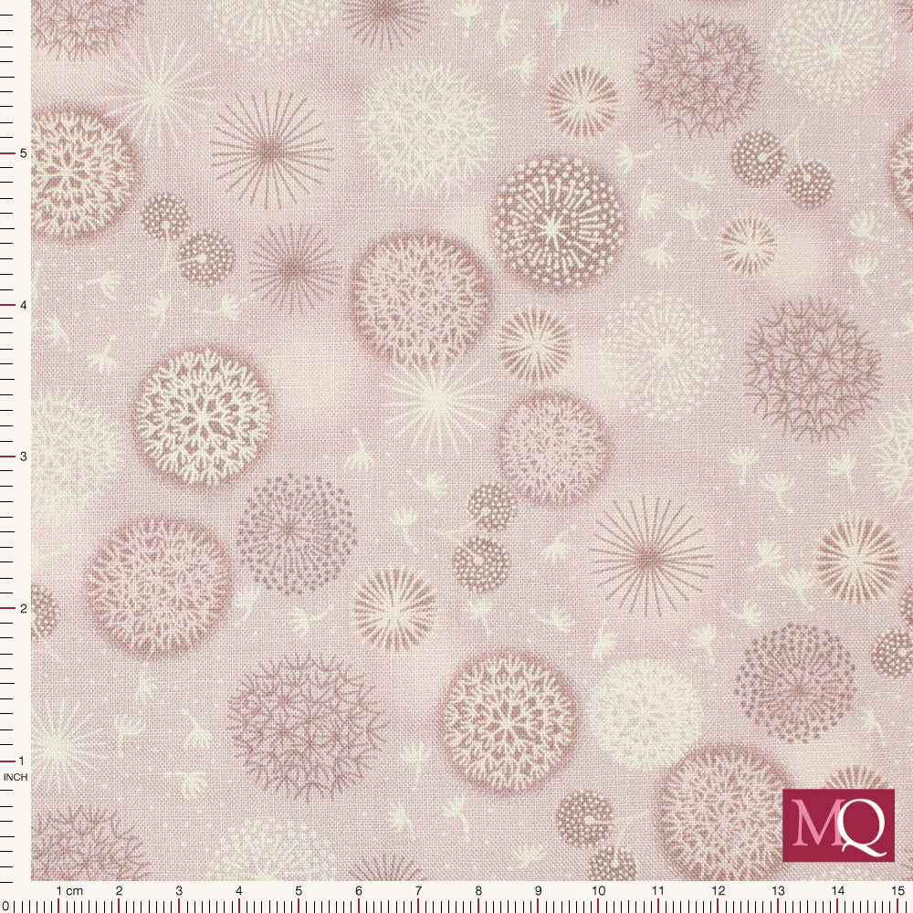 Cotton quilting fabric in tonal pink colours with a delicate botanical theme