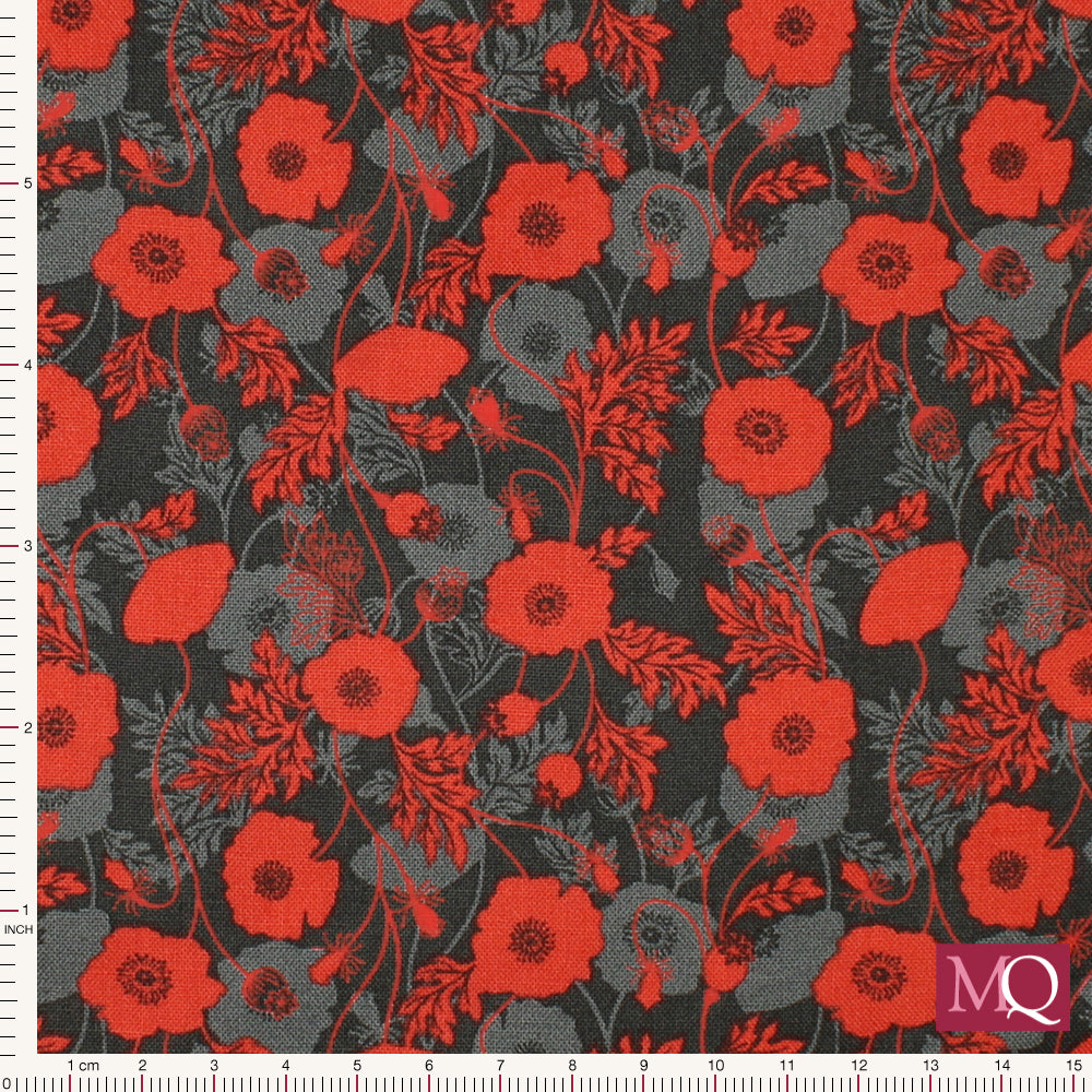 Poppies shadow by Lewis & Irene - A555-3  £13/metre