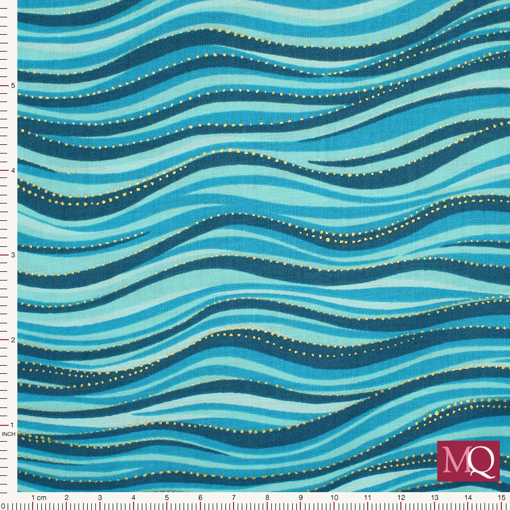 Laurel Burch Basics Collection Wave Aqua Metallic from Clothworks Y1331-33M £1.40/10cm