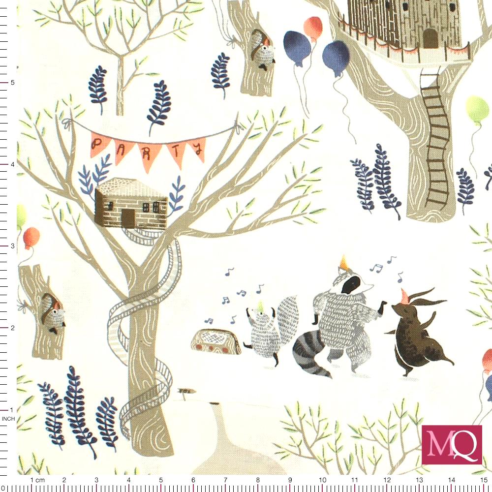 Foxtail Forest by Rae Ritchie for Dear Stella - Multi Treetop Party # ST-SRR518MUL £14m (£1.4/10cm)