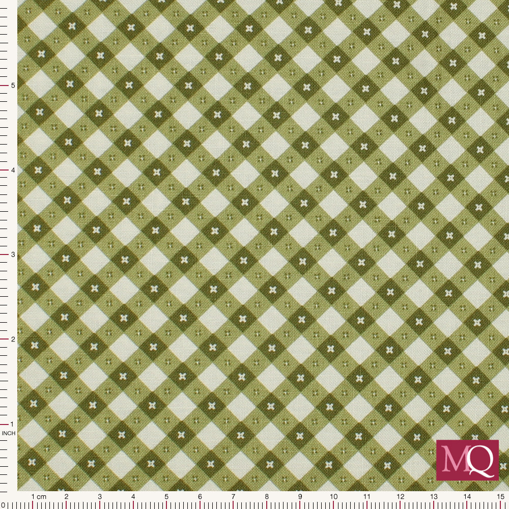 Gingham Picnic by Poppie Cotton - Green Reduced NOW £8m