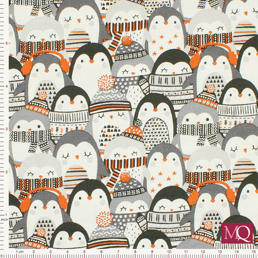 Cozy Penguin Stack  by Puck Selders for Camelot Fabrics -89200701-01/Multi