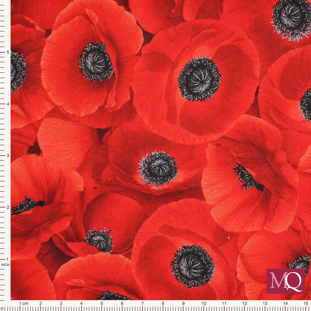 Wild Poppy by Timeless Treasures - Red C8474 £14/metre