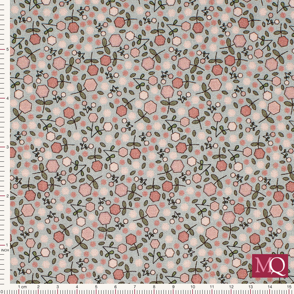 Garden of Flowers by Lynette Anderson for Nutex  - Pink Hexagon Flowers