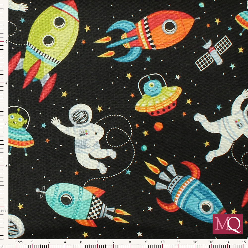 Outer Space by Makower - Rockets 2267-X - £12/metre