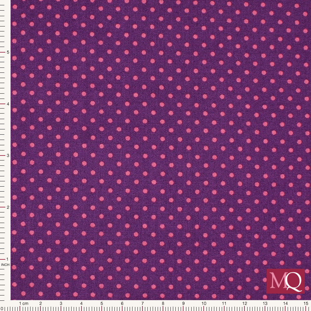 Makower Spot  Pink spot on Purple 830-LP £1.20/10cm