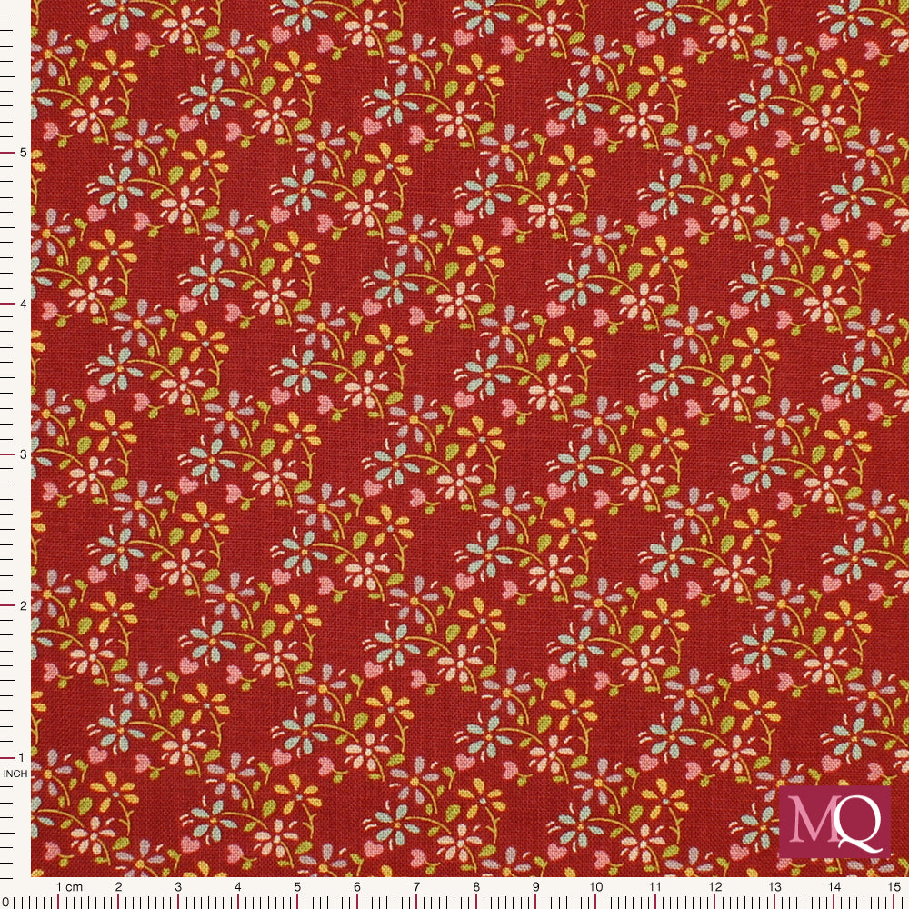 Tomorrow's Heritage by EQP Textiles - Cranberry Red Summer Meadow TH2004102 - £14/metre