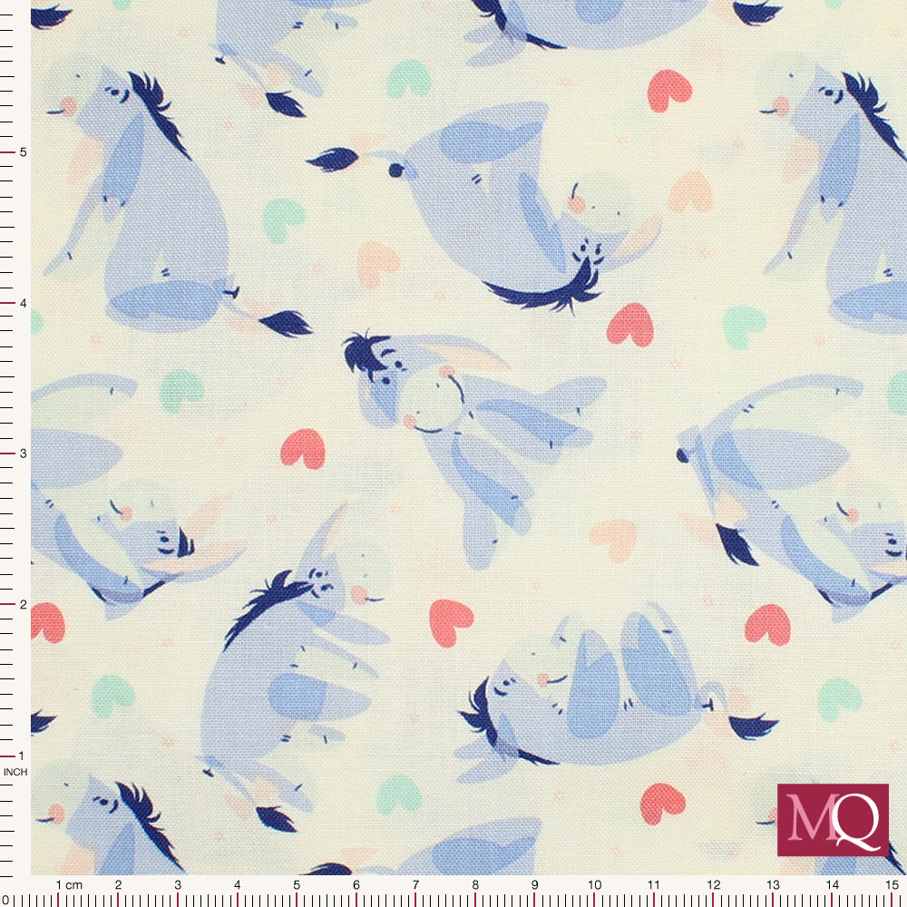 Winnie the Pooh Be Happy by Camelot Fabrics - Eeyore Heart Toss 85430519-01 - Reduced NOW £8m