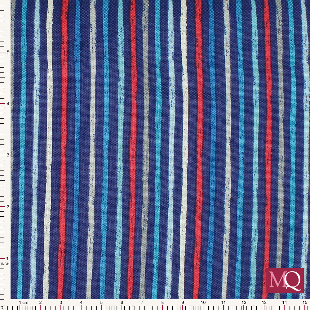 Beside the Sea by Makower - Chalky Stripe on Navy 2347-BB - £12/metre