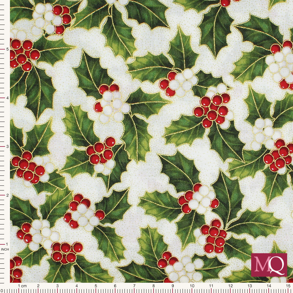 Poinsettia Song by Hoffman - Ivory Gold SQ7638 - £1.40/10cm