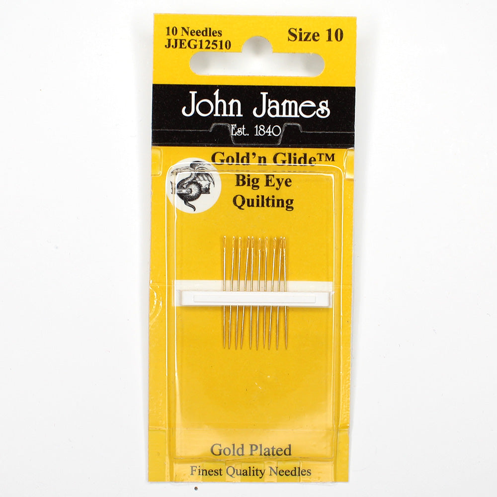 John James Gold'N Glide Big Eye Between / Quilting Needles Size 10 10ct JJEG12510