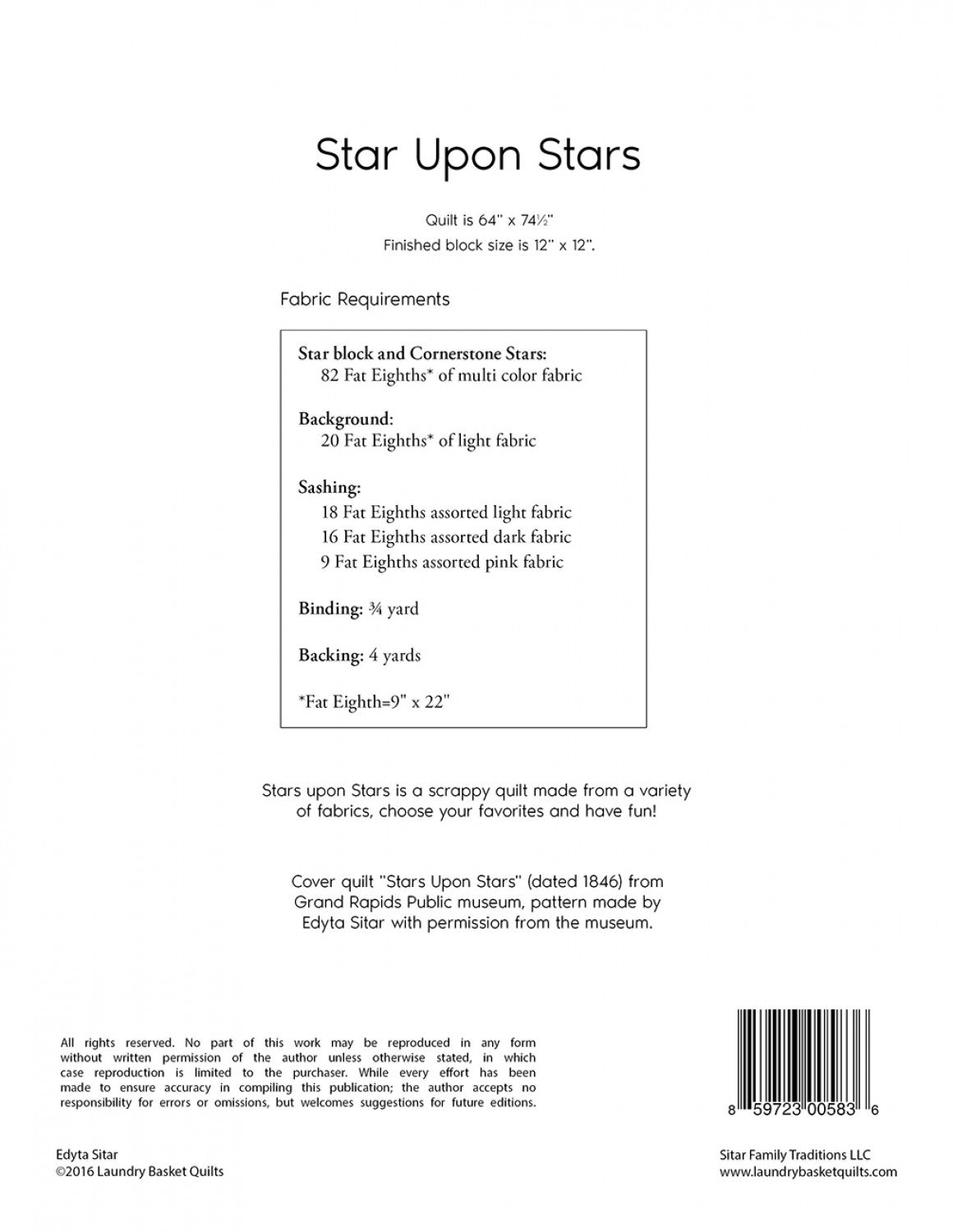 Star Upon Star Quilt Pattern by Edyta Sitar of Laundry Basket Quilts