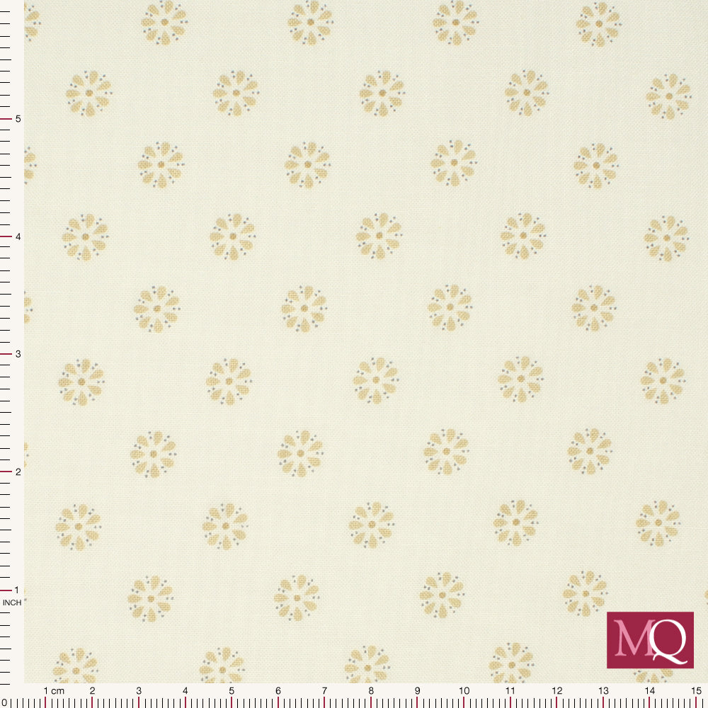 Cotton quilting fabric with tonal polkadots on off-white