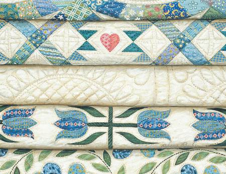 Rebecca Barker Note Cards Stacked Blue Quilts RB61