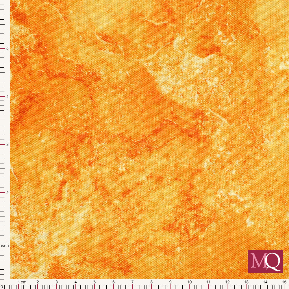 Cotton quilting fabric with mottled tonal orange-yellow texture