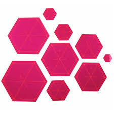Sew Easy 9 piece Hexagon Template set - ERGG07-Pink