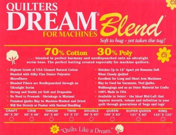 Dream Blend 70/30 Wadding - 92” Wide