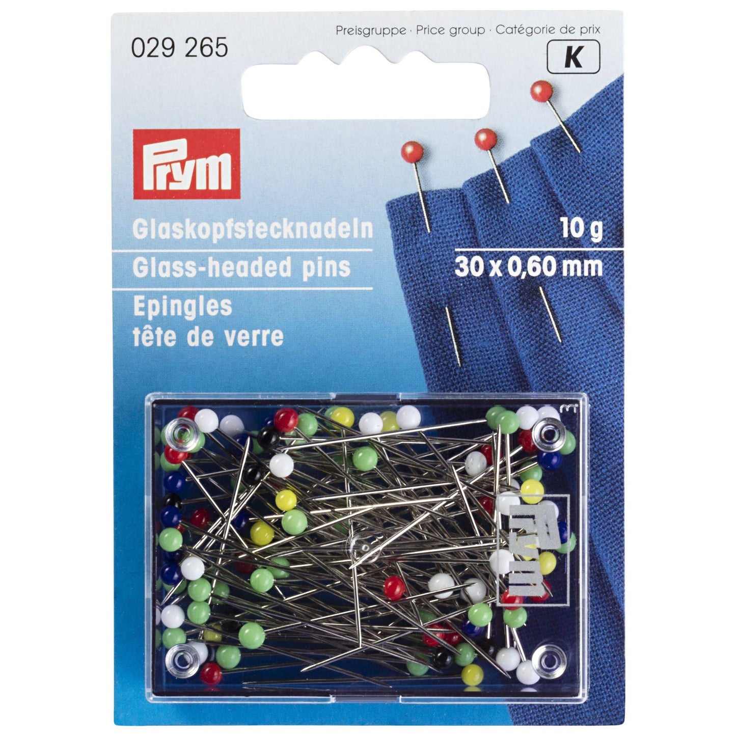 Prym Glass-Headed Pins - 30mm x 0.60mm   029 265