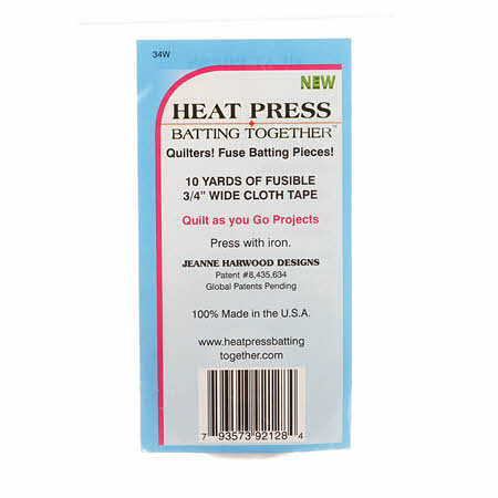 Heat Press 3/4" Wide Fusible Cloth Tape - Black or White